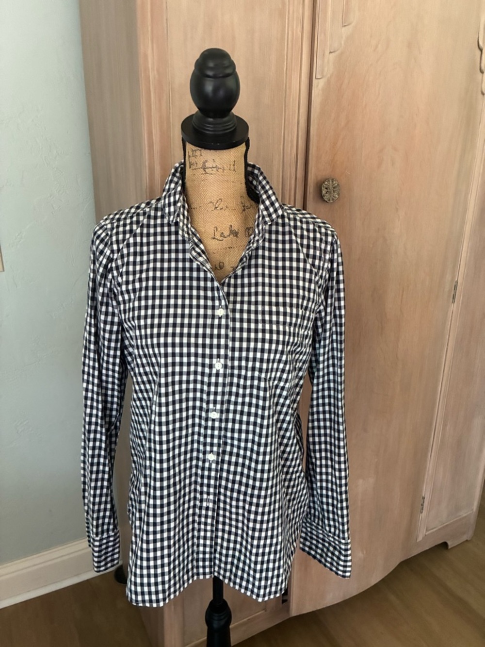 J. Crew Sz 10 Boy Navy Gingham Button Down Shirt - Picture 5 of 15